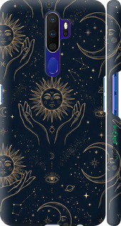 3D пластиковий матовий чехол Celestial Harmony: Sun & Moon Gold Mystic Pattern для Oppo A5 2020 - 6778m-1888 изображение 