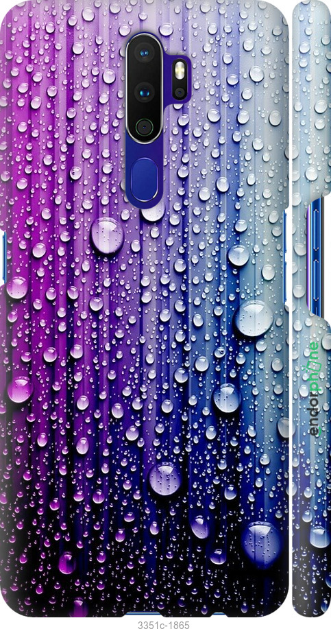 

3D пластиковий матовий чохол "Краплини води" для Oppo A9 2020, Синій