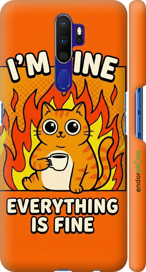 3D пластиковий матовий чехол Funny Cat для Oppo A5 2020 - 6786m-1888 изображение 