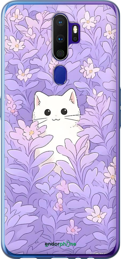 2D пластиковый чехол Котик в цветах для Oppo A9 2020 - 6390t-1865 изображение 