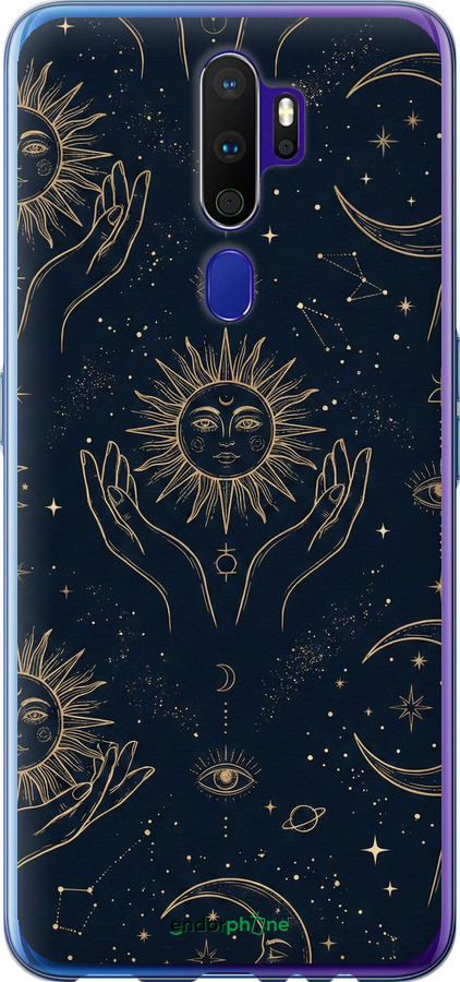 Силиконовый чехол Celestial Harmony: Sun & Moon Gold Mystic Pattern для Oppo A9 2020 - 6778u-1865 изображение 