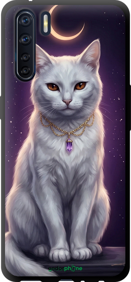TPU чехол Mystic White Cat Gothic Dark Purple Gold для Oppo A91 - 6805b-1884 изображение 