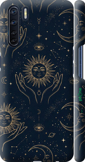 3D пластиковий матовий чехол Celestial Harmony: Sun & Moon Gold Mystic Pattern для Oppo A91 - 6778m-1884 изображение 