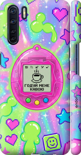 3D пластиковый матовый чехол Y2K Aesthetic Retro Pet: Годуй мене кавою для Oppo A91 - 6784m-1884 изображение 