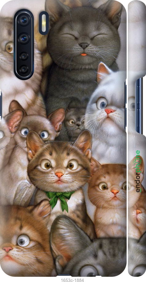 

3D пластиковий матовий чохол "Коти" для Oppo A91
