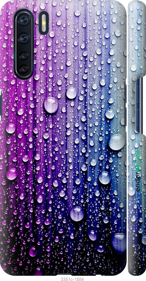 

3D пластиковий матовий чохол "Краплини води" для Oppo A91, Синій