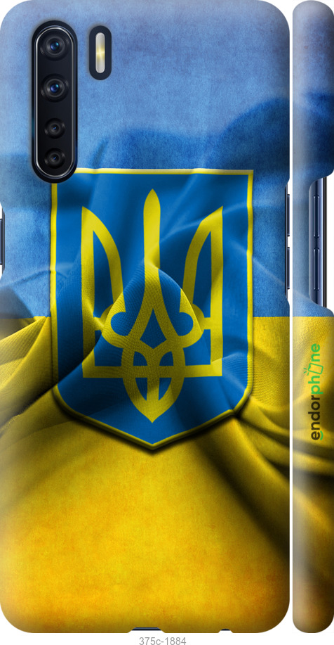 

3D пластиковий матовий чохол "Прапор та герб України" для Oppo A91, Блакитний