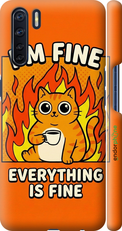 3D пластиковий матовий чехол Funny Cat для Oppo A91 - 6786m-1884 изображение 