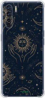 Силикон с усиленными углами чехол Celestial Harmony: Sun & Moon Gold Mystic Pattern для Oppo A91 - 6778sp-1884 изображение 