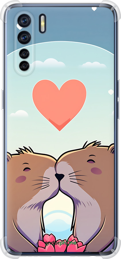 Силикон с усиленными углами чехол Капибара любовь для Oppo A91 - 6027sp-1884 изображение 