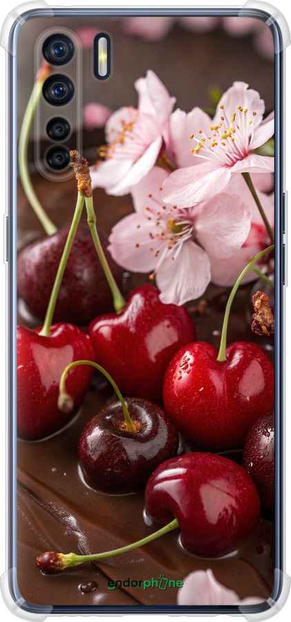 Силикон с усиленными углами чехол Вишня в шоколаде для Oppo A91 - 6698sp-1884 изображение 