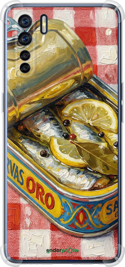 Силикон с усиленными углами чехол Vintage Sardine Tin Phone для Oppo A91 - 6772sp-1884 изображение 