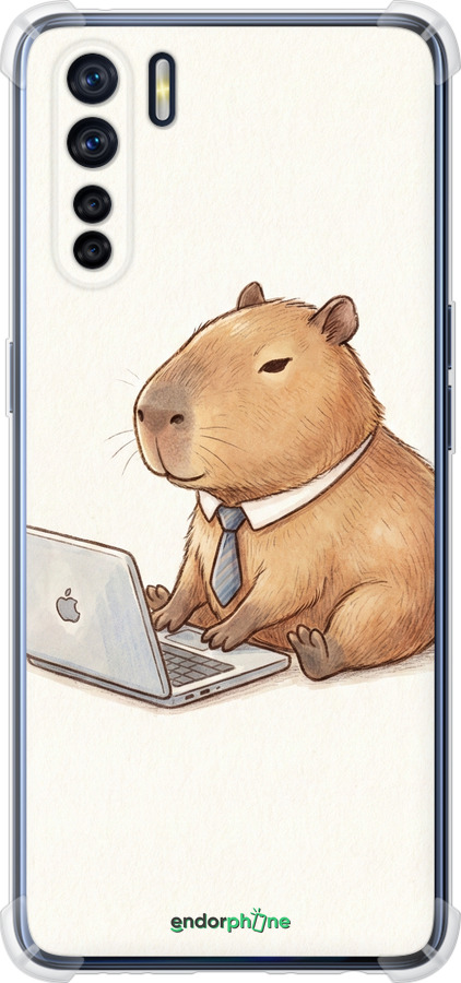 Силикон с усиленными углами чехол Funny Capybara CEO Working для Oppo A91 - 6777sp-1884 изображение 