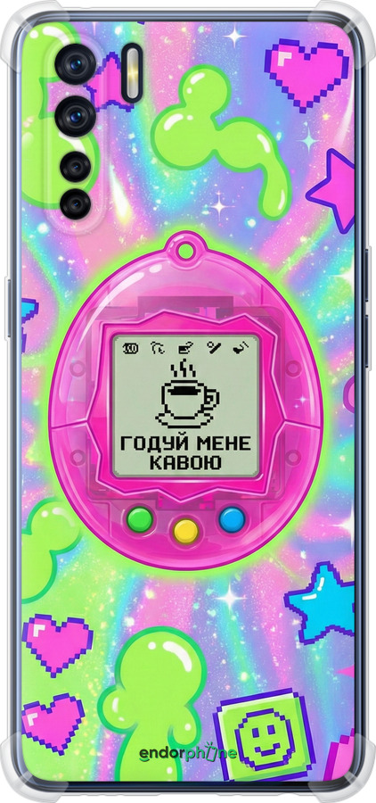 Силикон с усиленными углами чехол Y2K Aesthetic Retro Pet: Годуй мене кавою для Oppo A91 - 6784sp-1884 изображение 