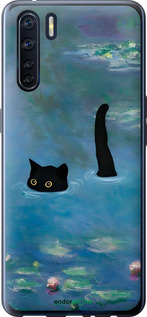 Силиконовый чехол С изображением кота и водяной лилии Monet для Oppo A91 - 6519u-1884 изображение 