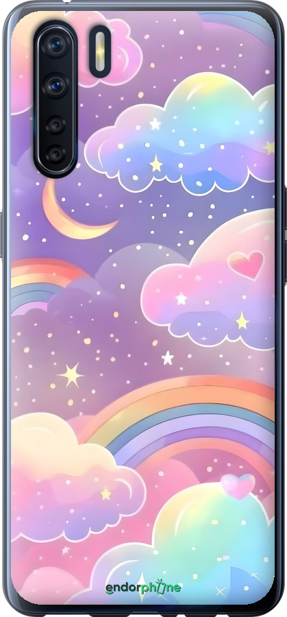 Силиконовый чехол Облака и радуга для Oppo A91 - 6312u-1884 изображение 