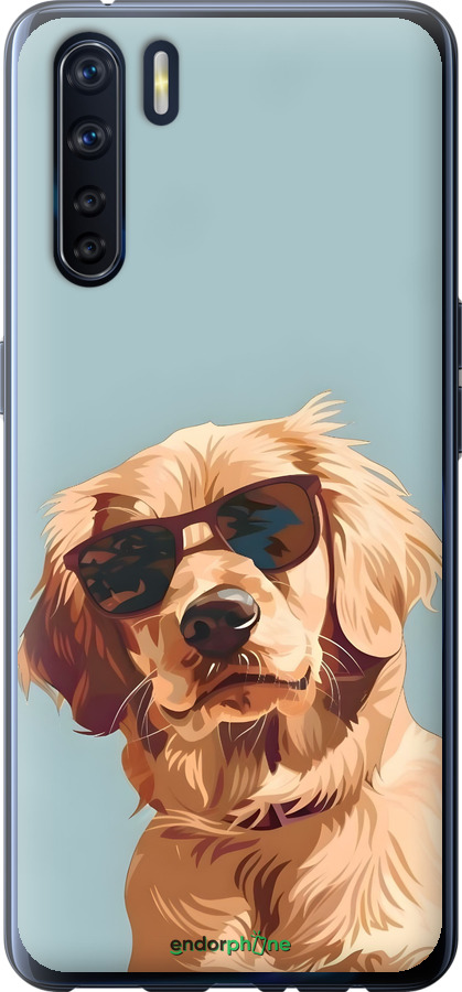 2D пластиковый чехол Пес в очках для Oppo A91 - 6381t-1884 изображение 