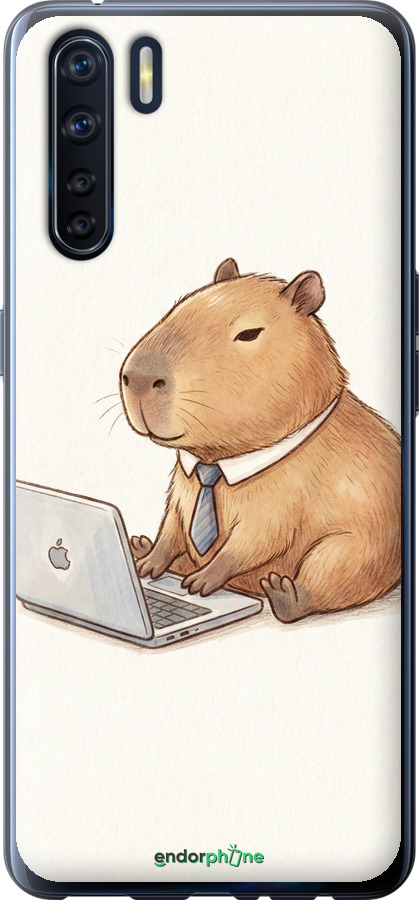 Силиконовый чехол Funny Capybara CEO Working для Oppo A91 - 6777u-1884 изображение 