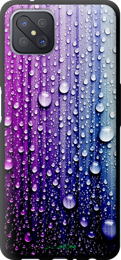 

TPU чорний чохол "Краплини води" для Oppo A92S, Синій