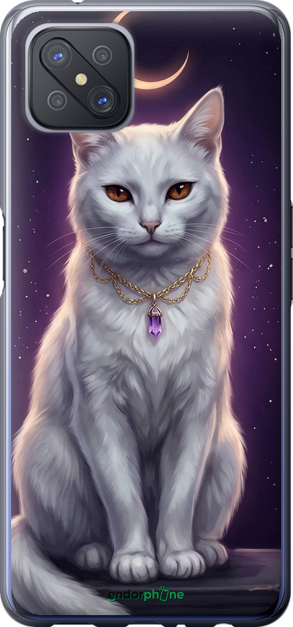 Силіконовий чехол Mystic White Cat Gothic Dark Purple Gold для Oppo Reno 4 Z - 6805u-2278 изображение 