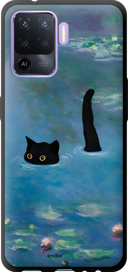 TPU чехол С изображением кота и водяной лилии Monet для Oppo Reno5 Lite - 6519b-2312 изображение 
