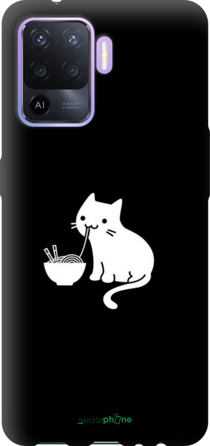 TPU чехол С милым котом на черном фоне для Oppo Reno5 Lite - 6528b-2312 изображение 