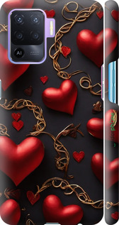 3D пластиковый матовый чехол Сердечки для Oppo A94 - 5831m-2287 изображение 