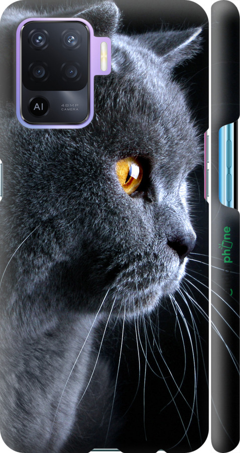 

3D пластиковий матовий чохол "Гарний кіт" для Oppo A94, Чорний