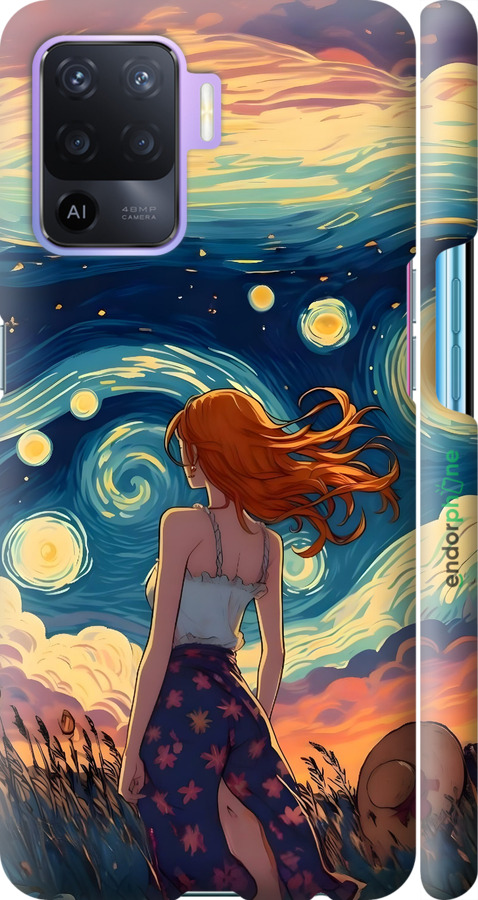 3D пластиковый матовый чехол Девушка Арт для Oppo Reno5 Lite - 6325m-2312 изображение 