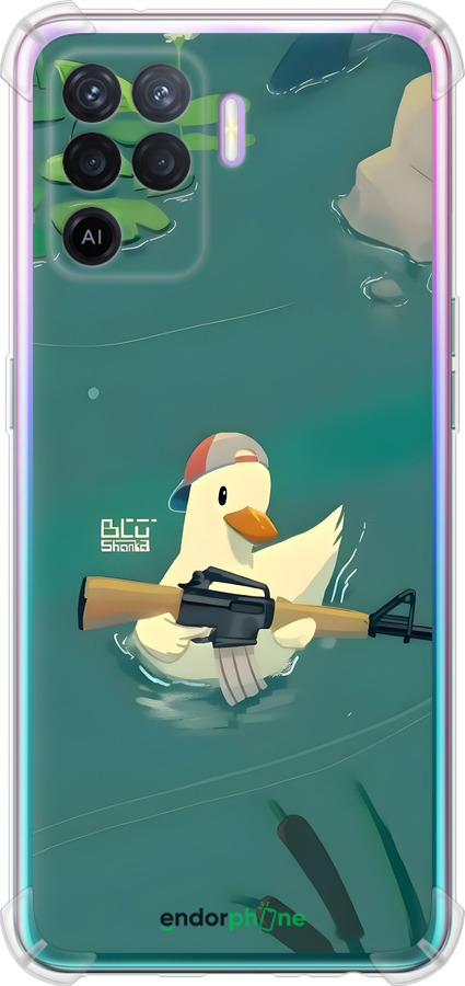 Силикон с усиленными углами чехол Уточка с автоматом для Oppo Reno5 Lite - 6356sp-2312 изображение 