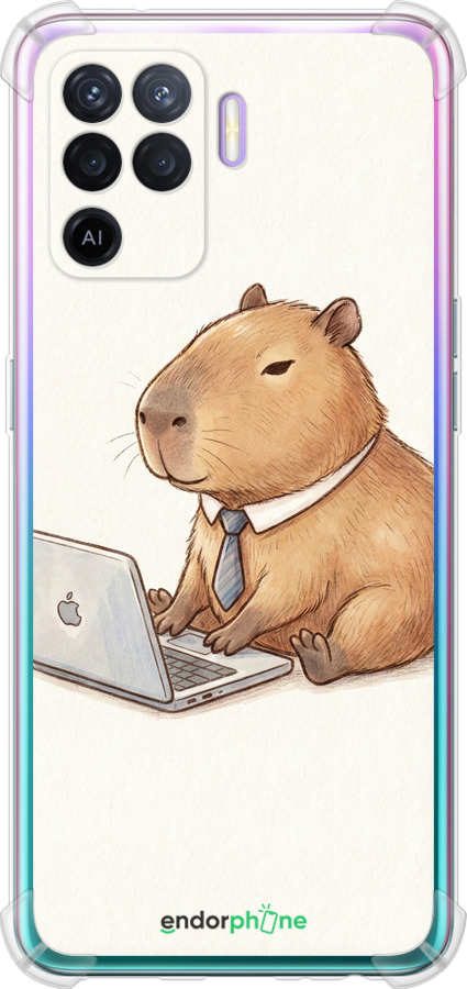 Силіконовий протиударний с посиленими кутами чехол Funny Capybara CEO Working для Oppo Reno5 Lite - 6777sp-2312 изображение 