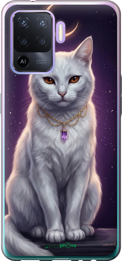 Силіконовий чехол Mystic White Cat Gothic Dark Purple Gold для Oppo A94 - 6805u-2287 изображение 