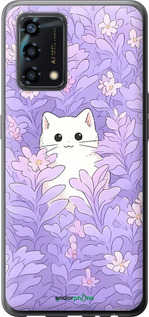 Силіконовий чехол Котик в цветах для Oppo A95 - 6390u-2345 изображение 