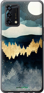 Силиконовый чехол Ночной пейзаж с лесом и горами для Oppo A95 - 6493u-2345 изображение 