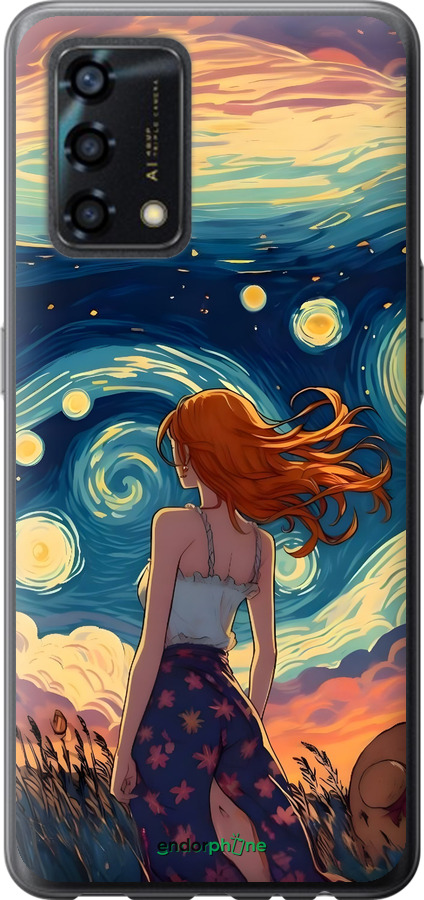 Силиконовый чехол Девушка Арт для Oppo A95 - 6325u-2345 изображение 