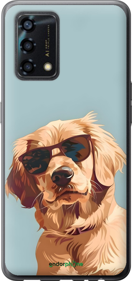 Силиконовый чехол Пес в очках для Oppo A95 - 6381u-2345 изображение 