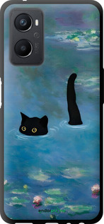 TPU чехол С изображением кота и водяной лилии Monet для Oppo A96 - 6519b-2598 изображение 