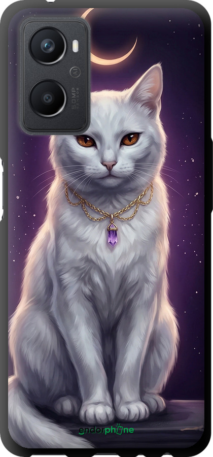 TPU чехол Mystic White Cat Gothic Dark Purple Gold для Oppo A96 - 6805b-2598 изображение 