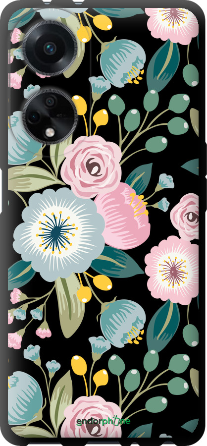 

Coque du TPU noir "Papier peint floral v2" pour Oppo A98, Vert