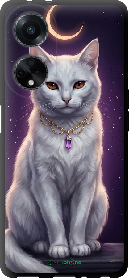 TPU чехол Mystic White Cat Gothic Dark Purple Gold для Oppo A98 - 6805b-3115 изображение 