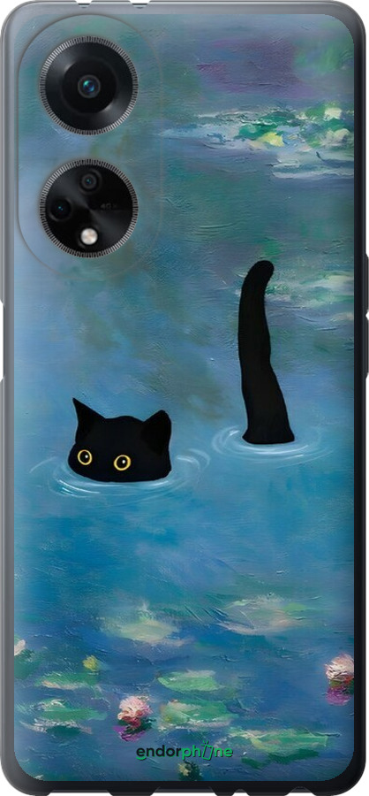 Силиконовый чехол С изображением кота и водяной лилии Monet для Oppo A98 - 6519u-3115 изображение 