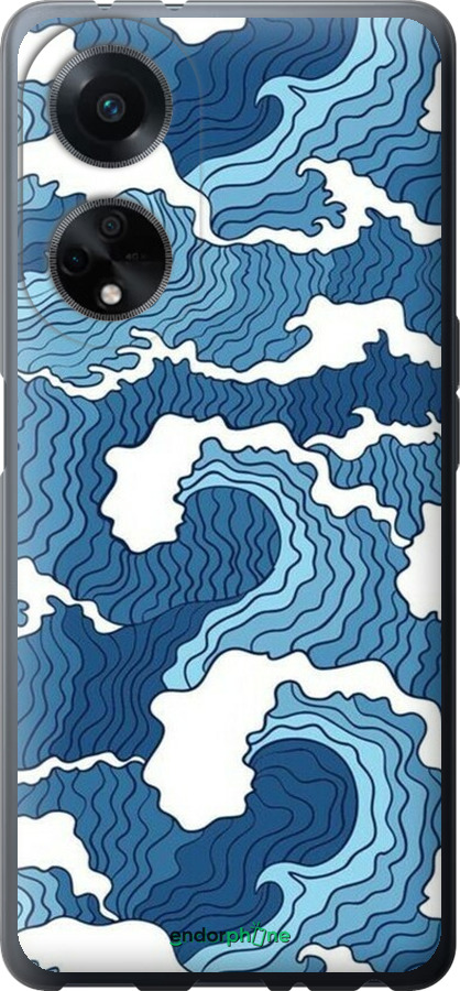 Силиконовый чехол Абстрактный рисунок морских волн для Oppo A98 - 6538u-3115 изображение 