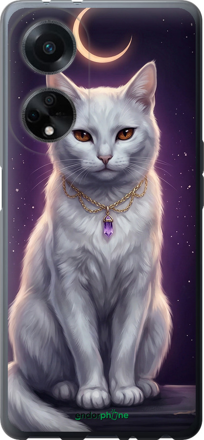 Силиконовый чехол Mystic White Cat Gothic Dark Purple Gold для Oppo A98 - 6805u-3115 изображение 