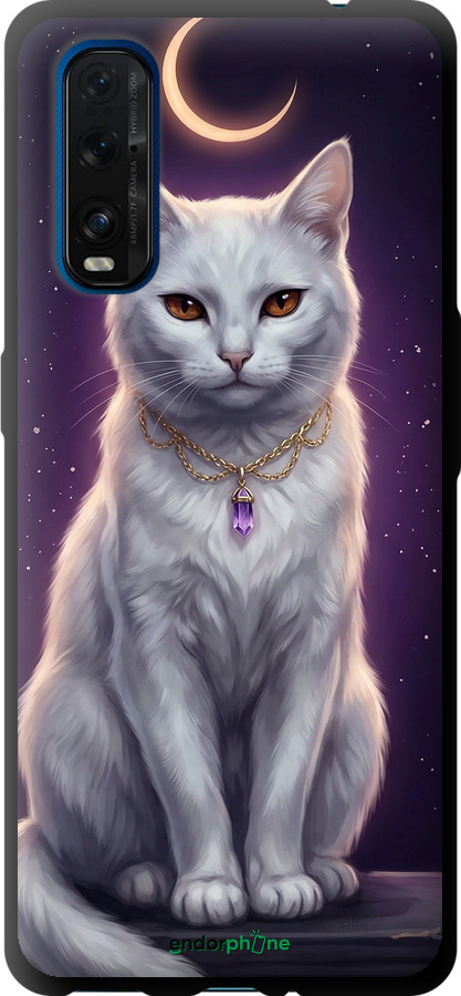 TPU чехол Mystic White Cat Gothic Dark Purple Gold для Oppo Find X2 - 6805b-1891 изображение 