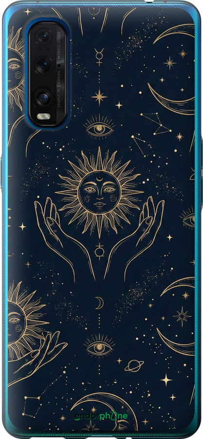 Силиконовый чехол Celestial Harmony: Sun & Moon Gold Mystic Pattern для Oppo Find X2 - 6778u-1891 изображение 