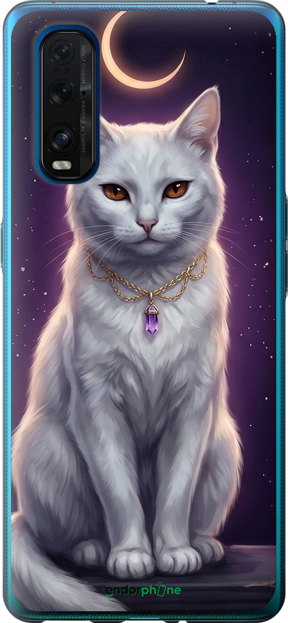 Силиконовый чехол Mystic White Cat Gothic Dark Purple Gold для Oppo Find X2 - 6805u-1891 изображение 