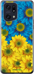 Силиконовый чехол Жёлто-голубые цветы для Oppo Find X5 Pro - 1048u-2603 изображение 