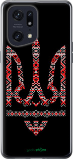 Силиконовый чехол Герб - вышиванка на черном фоне для Oppo Find X5 Pro - 1196u-2603 изображение 