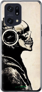 Силиконовый чехол Скелет-меломан v2 для Oppo Find X5 Pro - 1200u-2603 изображение 