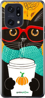 Силиконовый чехол Осенний кот для Oppo Find X5 Pro - 4026u-2603 изображение 